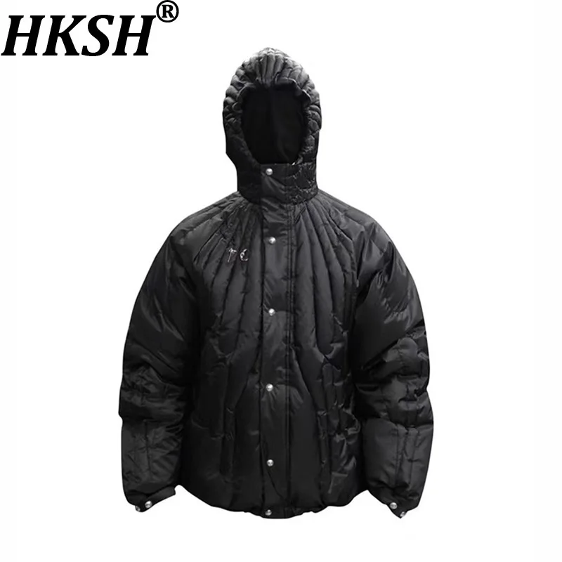 

HKSH осень-зима новые мужские темные нишевые нейлоновые водонепроницаемые ветрозащитные куртки с капюшоном теплые белые стеганые пальто на утином пуху HK14261