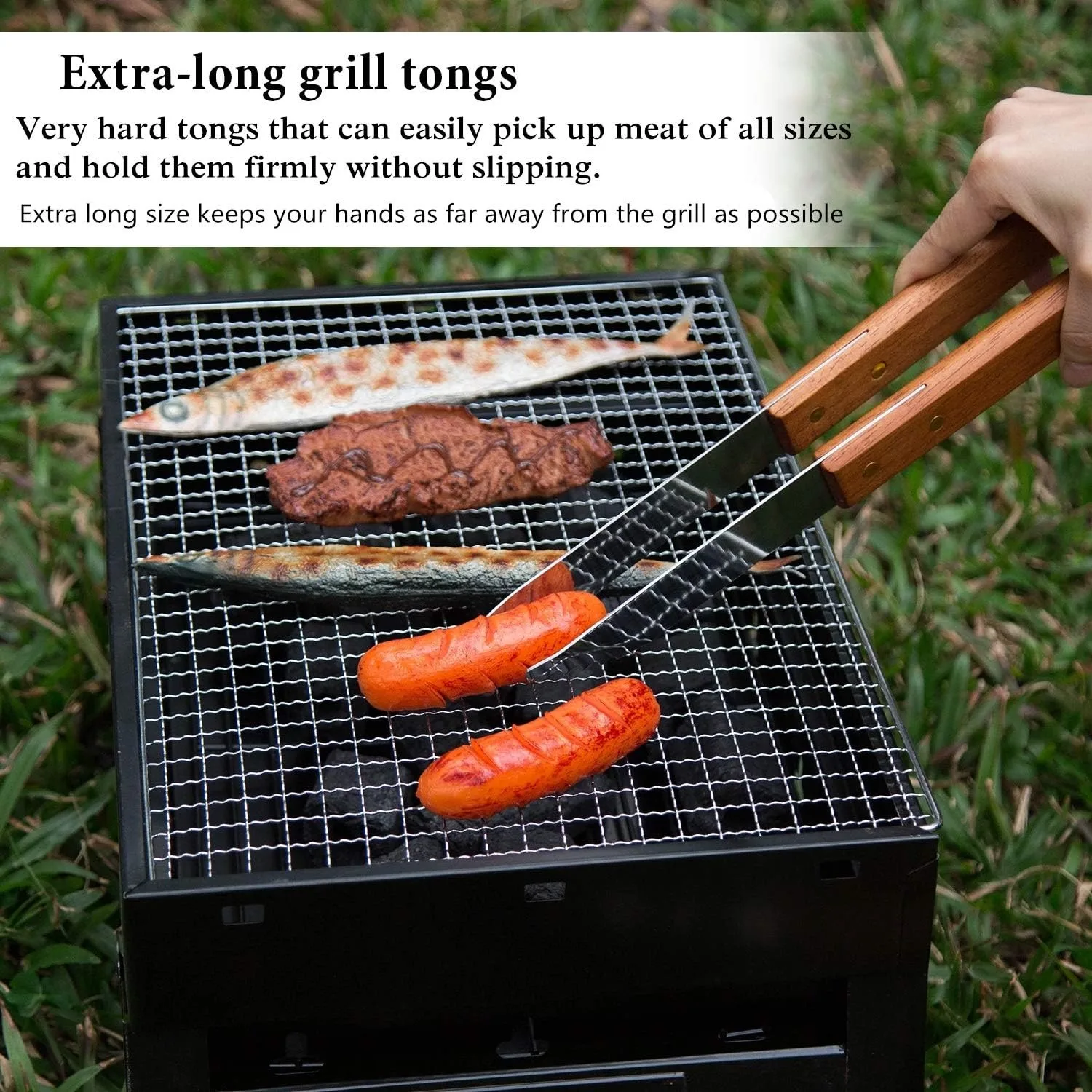 Aço inoxidável BBQ Grill Acessórios Set para homens, Heavy Duty Grilling Tools, Camping ao ar livre, 4Pcs