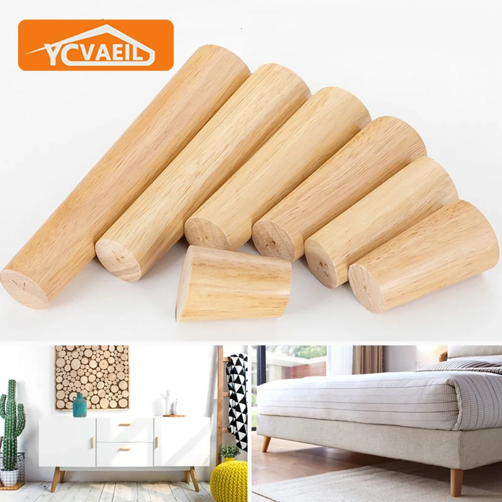 1pcs Solid Wood Legs for Furniture Replacement Straight Feet Cabinet Bed Sofa Dressing Table Chair Coffee Desk Inclined Foot