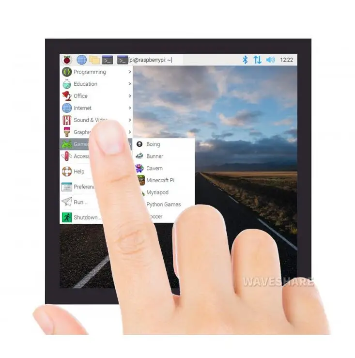 Waveshare 4inch Square Capacitive Touch Screen LCD (C) for Raspberry Pi, 720×720, DPI, IPS, Toughened Glass Cover, Low Power