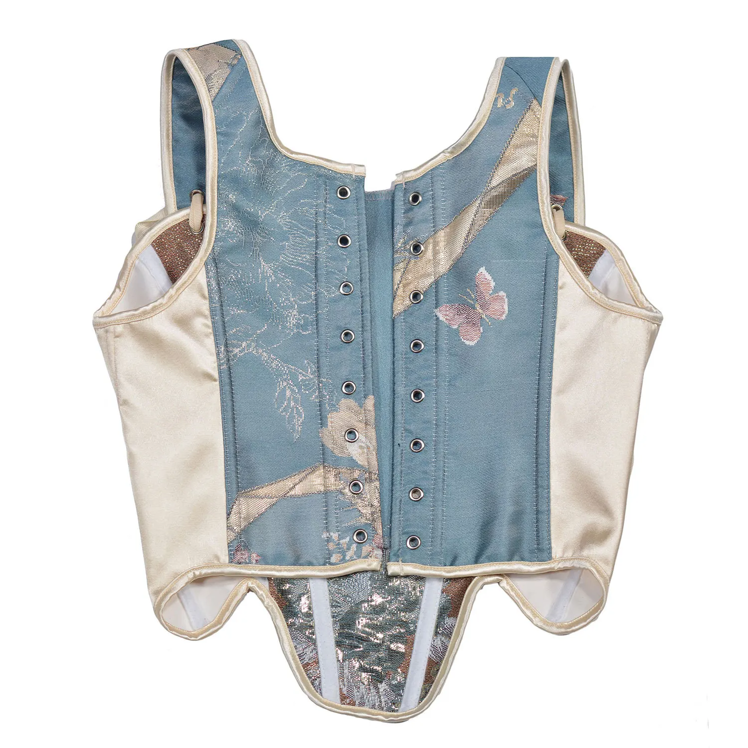 Color Matching French Court Style Corset Versatile Retro Printed Light Luxury Fish Bone Bra