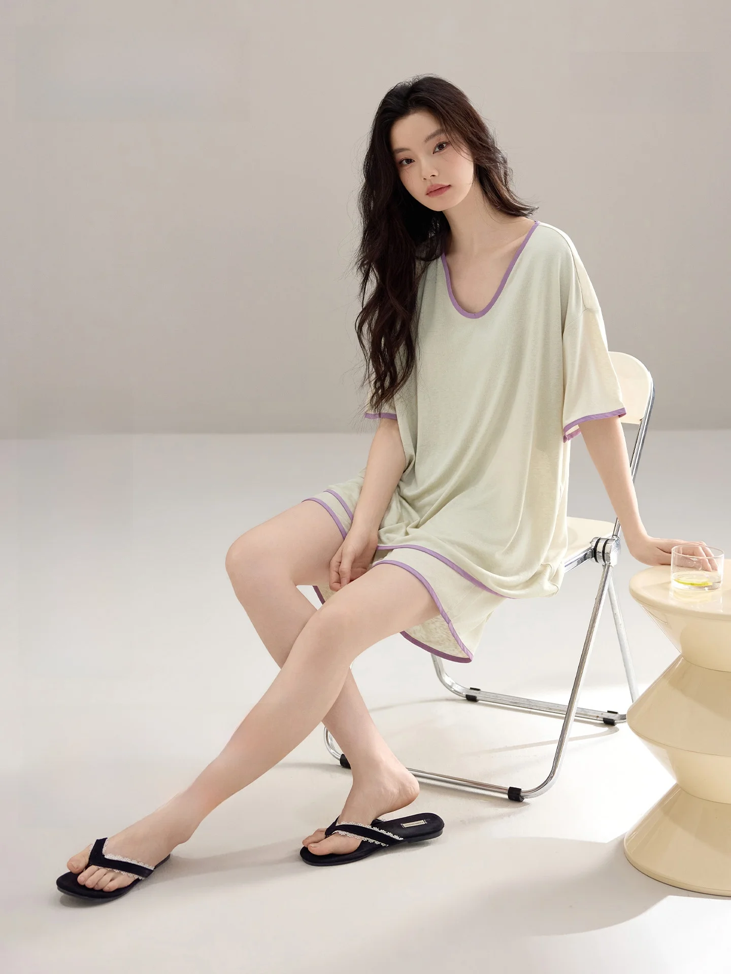 Silky Smooth Ice Silk Sleepwear Women's Summer Home Clothes Set with Chest Pad Breathable Lightweight Casual Loose Fit