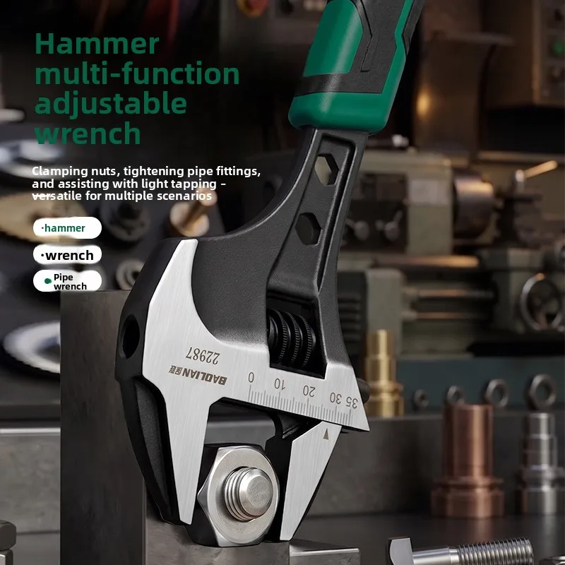 Multi-Function Hammer Wrench Adjustable Pipe Pliers Combo Industrial Grade Large Jaw Heavy Duty Striking Tool