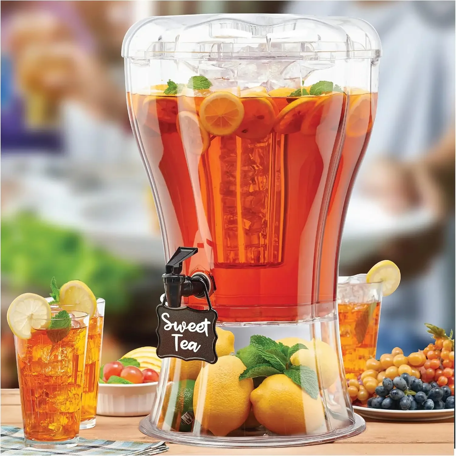 

3.5 Gallon Beverage Dispenser - Clear Drink Dispenser, 3.5 Gallon Plastic Beverage Dispenser comes with Stand, Spigot, I