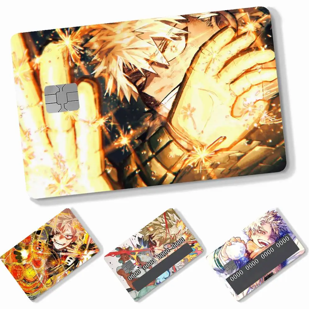 Anime B-Bakugo  4pcs Credit Card Skin Stickers Suitable for Bank Debit Subway Bus Transit Pass Decorative Cover