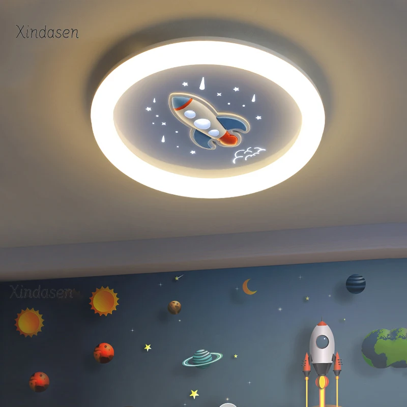 

Cartoon Space Rocket Led Ceiling Lights For Boys Baby Kids Room Chandelier Airplane Lamp Children Bedroom Ceiling Light Fixtures