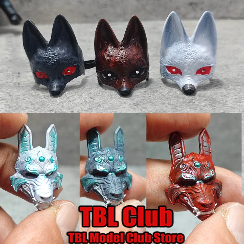 1/6 1/12 Scale Japanese Kitsune Mask Three-eyed Demon Fox Female/Male Accessory For McF 6-inch 12-inch Action Figure Soldier