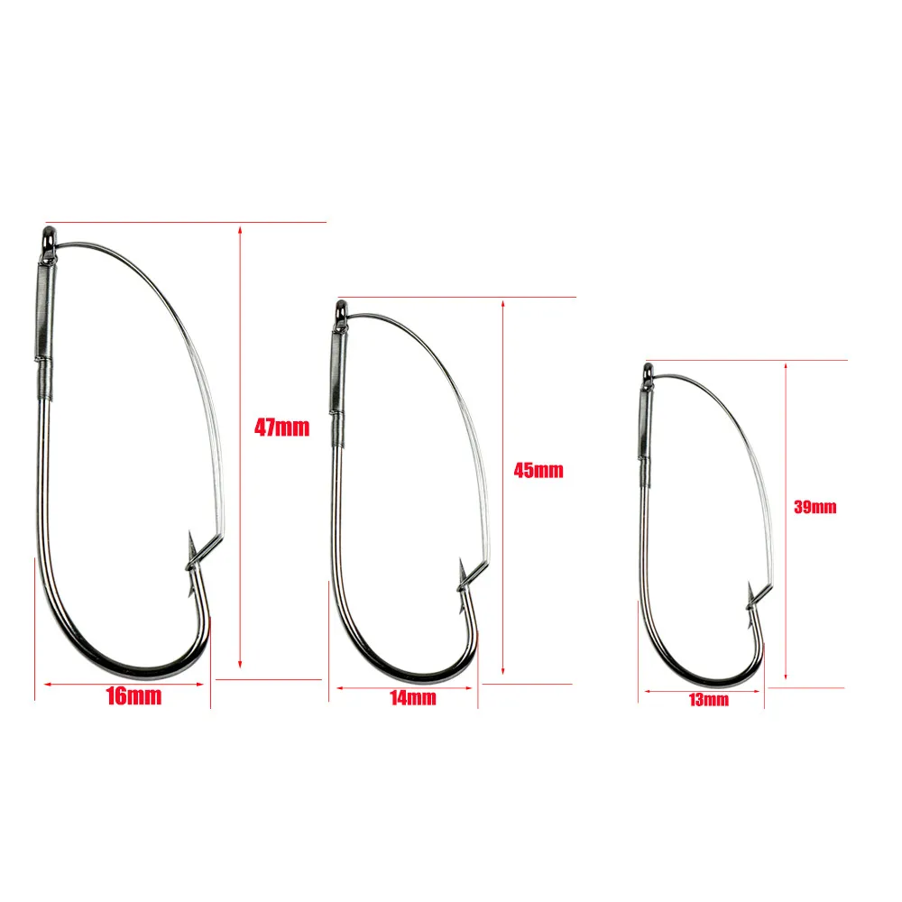 10Pcs/box Fishing Wacky Weedless Hooks Barbed Fish hook Worm Hooks High Carbon Steel Hook
