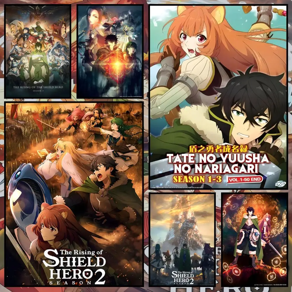 Anime T-The rising of the shield hero Poster Waterproof PVC Wall Poster, Peel-and-Stick HD Art for Living Room, Bedroom and Shop