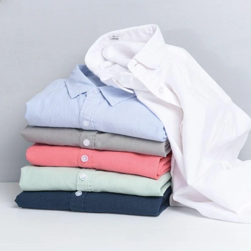 Casual Linen Men's Long Sleeve Shirt Cotton Linen Jacket Spring Summer New Style Japanese Trend White Shirt Regular Fit Outer...
