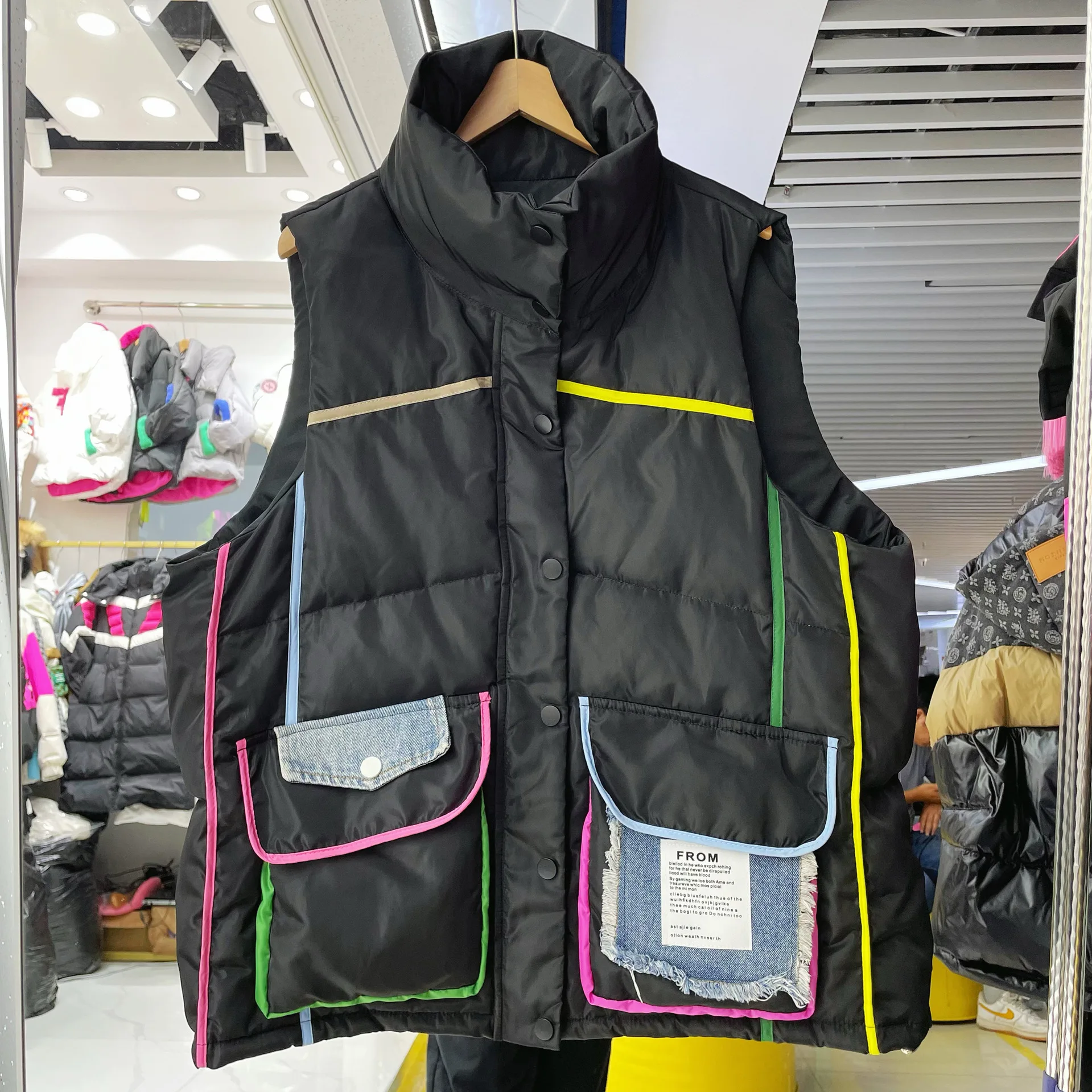 2026 Autumn/Winter New Women's Down Vest Commuter Windproof Stand Collar Splicing Fashion Tank Top