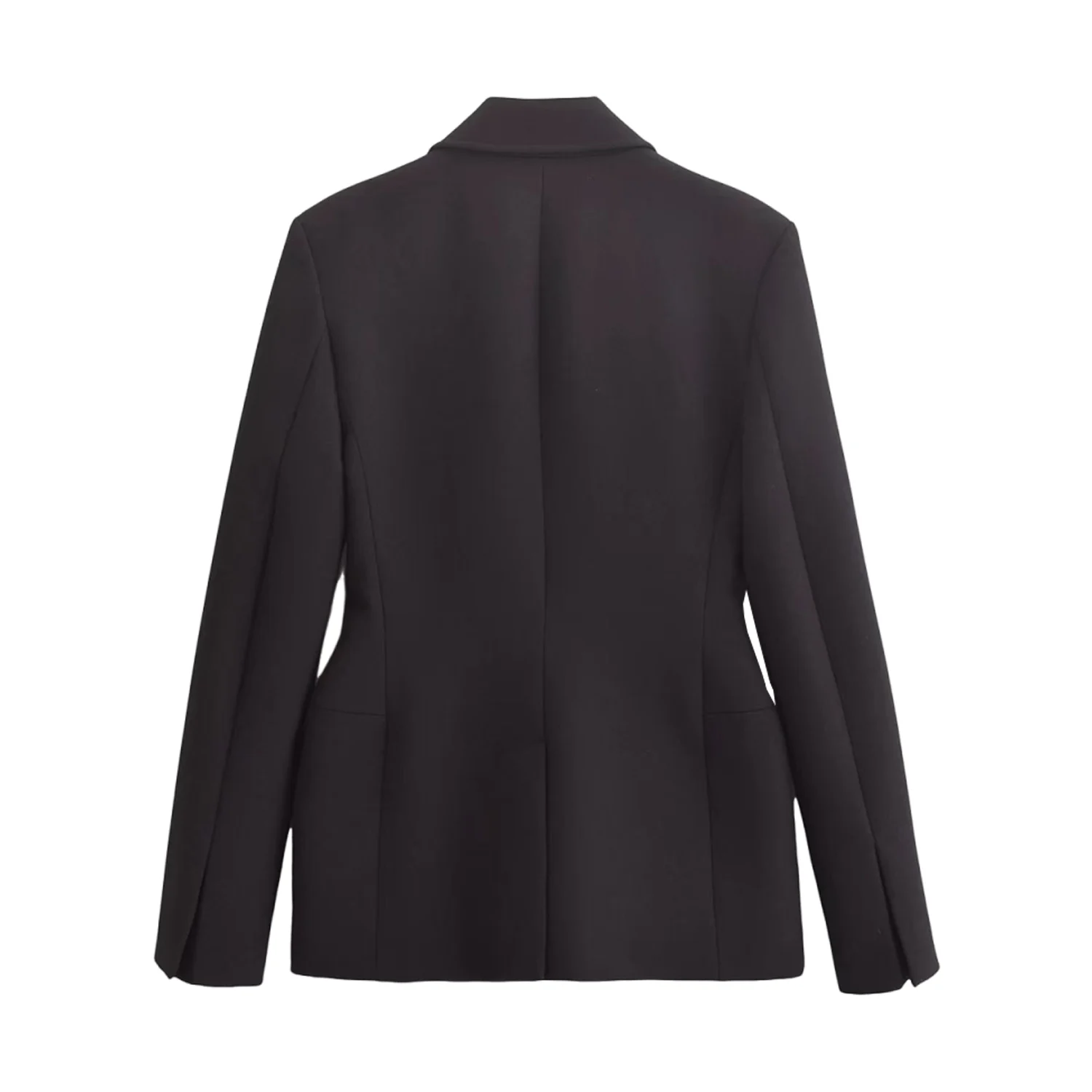 PB&ZA dames 2024 herfst- en winternieuw colbert met revers- en schoudervullingen, korte jas met enkele rij knopen voor woon-werkverkeer