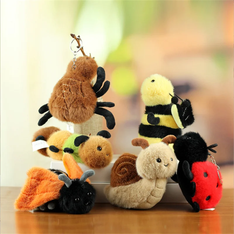 12CM Cartoon Animal Plush Keychain Seven Star Ladybug Stuffed Toy Doll 5 Style Optional Small Soft Doll for Wedding Gifts