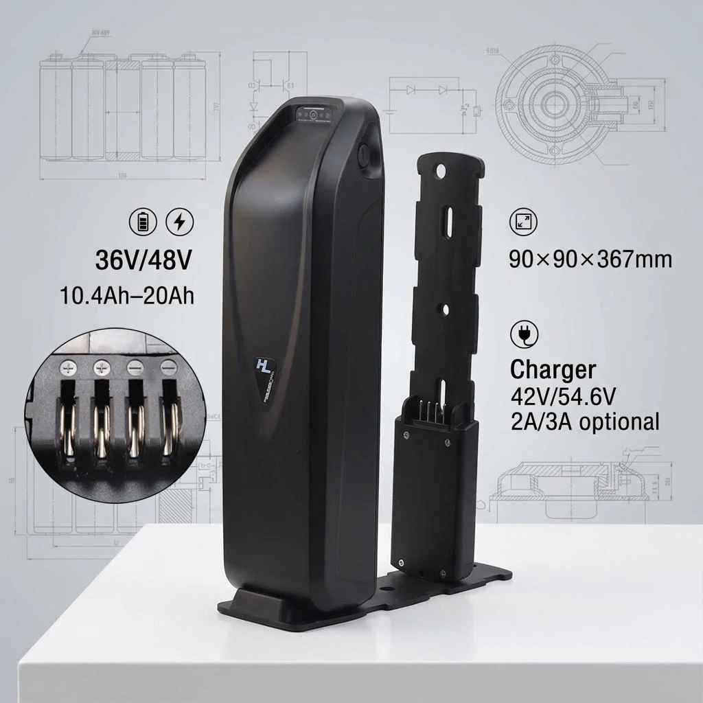 Hailong 4-Pin E-Bike Akku 36V 8Ah 10Ah 12,5Ah 48V 10,4Ah Li-Ionen-Akku für Eltreco XT750 Ecotric Rocket Gesheng A4 E-Bike