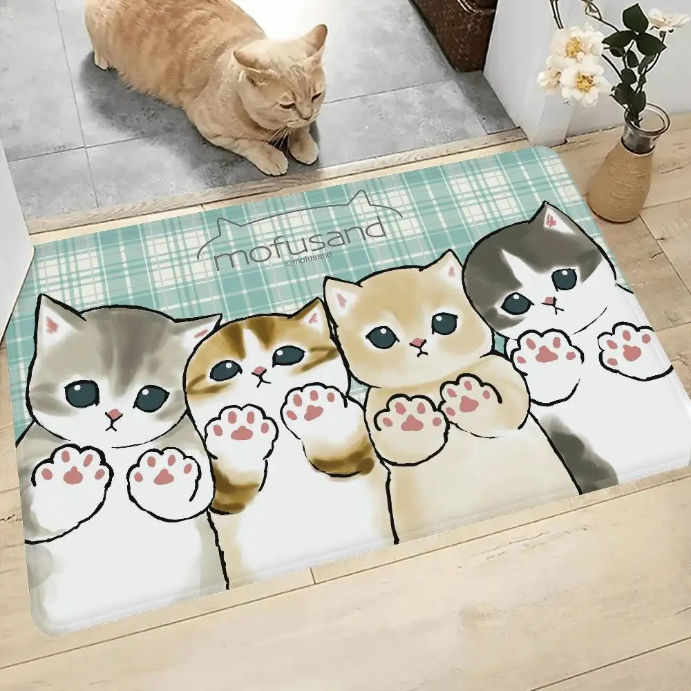Funny Cat Mofusand Hallway Carpet Retro Multiple Choice Living Room Kitchen Rug Non-Slip Welcome Rug