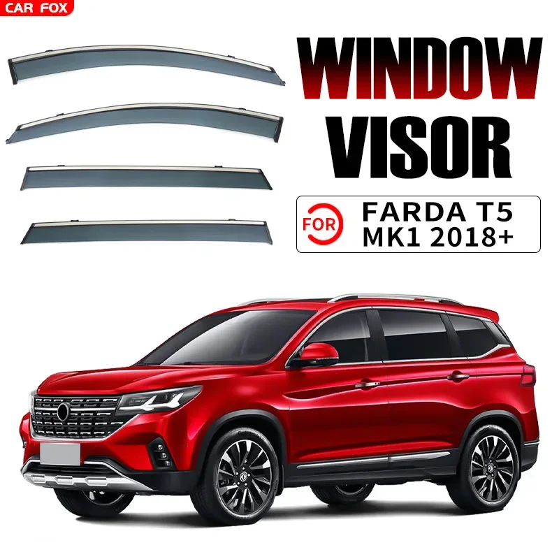 

4Pcs For Farda T5 2018+ Car Window Visor Awning Shelters Windshield Side Window Rain Sun Shade Auto Accessories