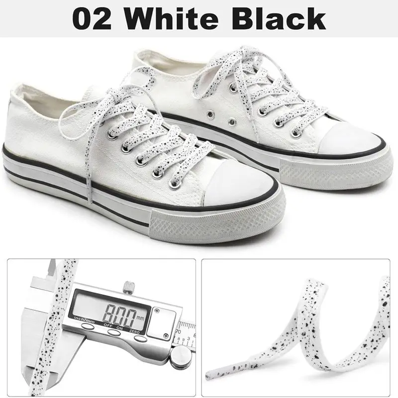 1 Paar bedruckte, flache Schnürsenkel für Sneaker, farbige Sport-Schnürsenkel, Schnürsenkel mit Tintenfleck-Motiv, 0,8 cm breit, für Freizeitschuhe und Sneaker. – Detail 7