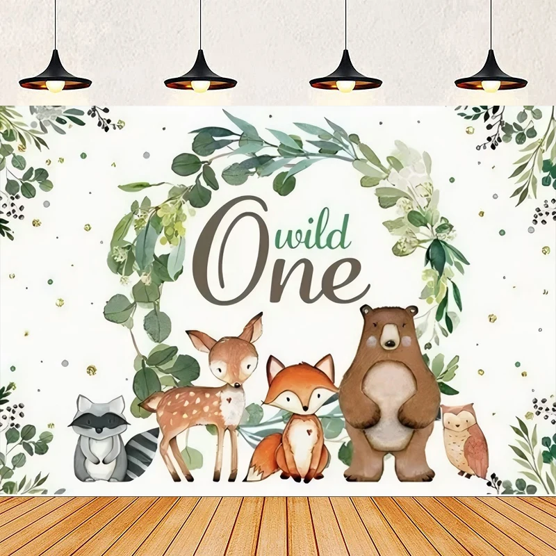 Woodland Animals Wild One Photography Backdrop First Birthday Party Background Safari Jungle Boys Cake Table Decorations