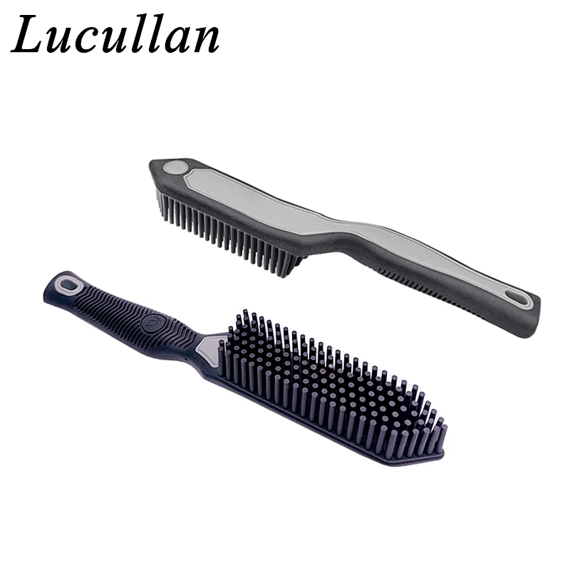 Lucullan Professional Rubber Pet Hair Removal Brush Triangular Wedge Tip - Rubber Bristles to Trap and Remove Hair