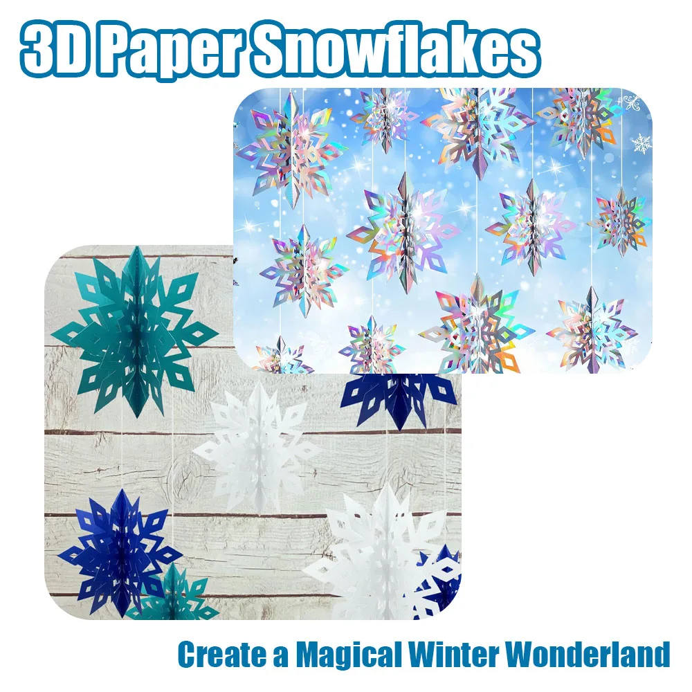 

6pcs/set Christmas 3D Paper Snowflake Hanging Pendant | DIY Xmas Tree Hanging Ornaments New Year Gifts | Party & Store Ornament