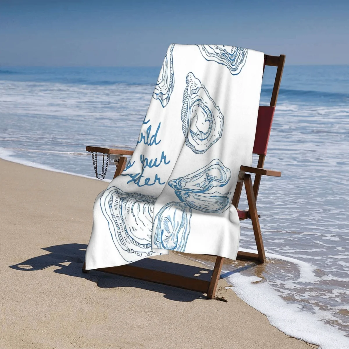 B16 Beach Towel Seashell Starfish Print Quick Dry Soft Absorbent Bath Towel Navy Ocean Summer Pool Beach Mat