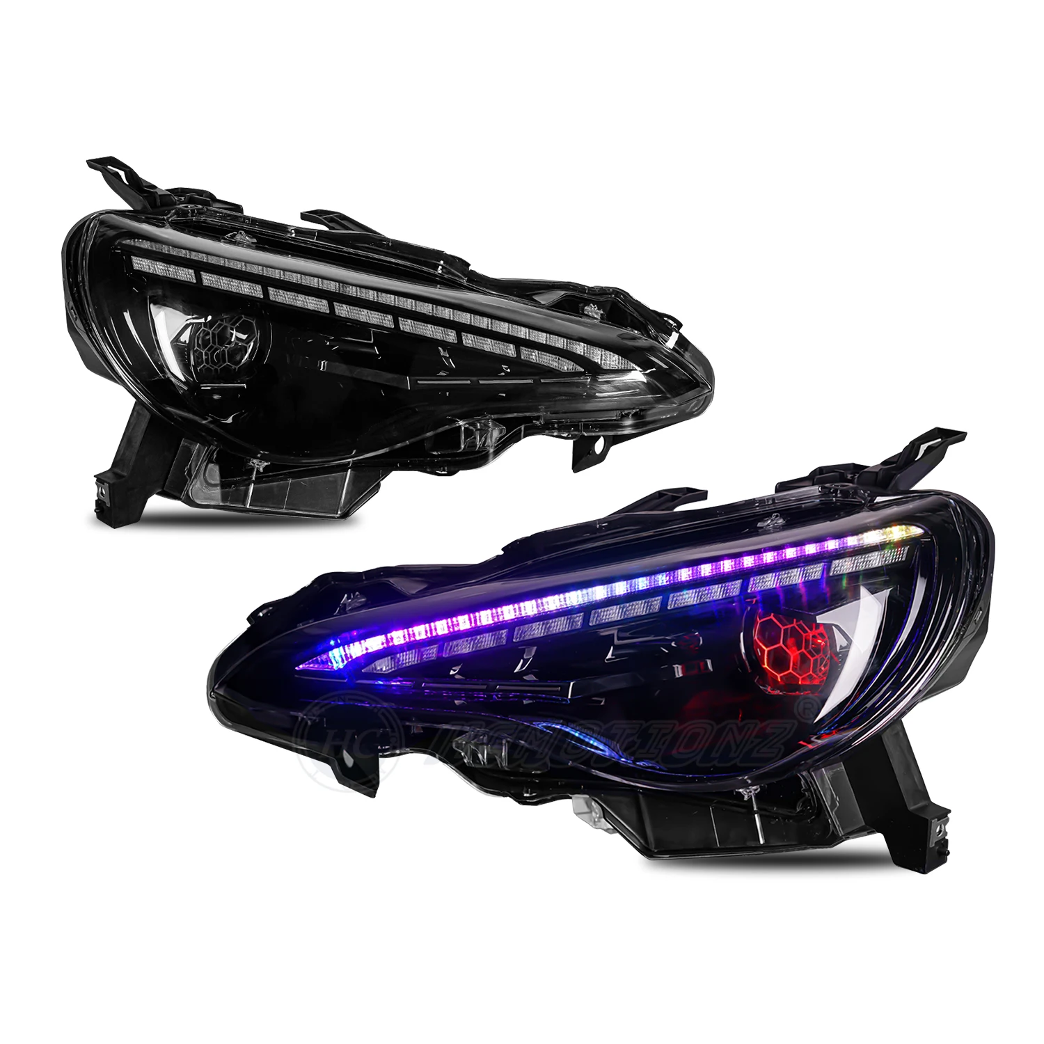 HCMOTIONZ Front Lamps 2013-2021 Fit SCION FR-S Fit Subaru BRZ with Red Demon Eyes Animation LED RGB Headlights for 86