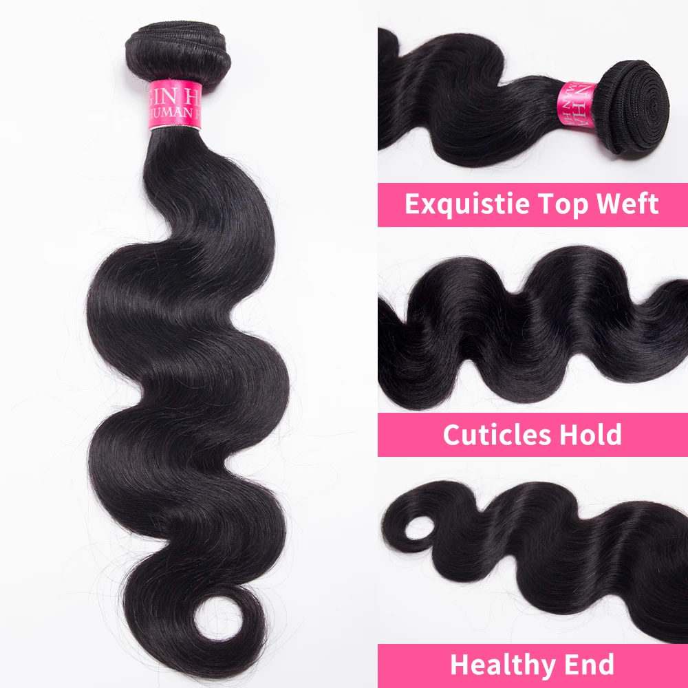 غير المجهزة 10A البرازيلي شعر ريمي 3 حزم الجسم موجة شعر مستعار بشري طبيعي أسود عذراء الشعر نسج 14-30 بوصة