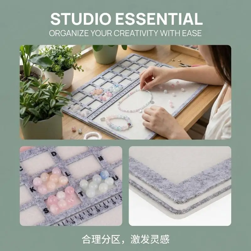 Making Felt Bead Mat with CM Alphabetic Beads Tray Non Slip Board Pad for DIY Bracelet Necklace Assembly view 4