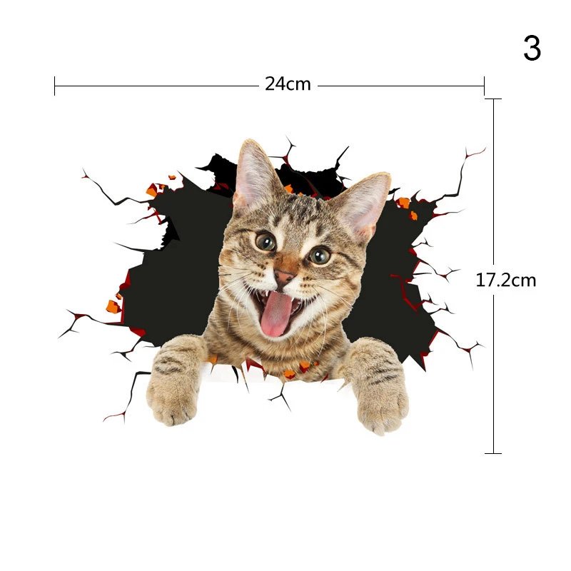 Animals Crack Car Sticker Paper Car Window Decal Cute Cat Shape Wall Decals For Home Kitchen Living Room