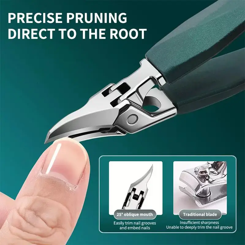 Anti-Splash Slanted Pointed Nail Clipper Ingrown Dead Skin Remover Toenail Fingernail Trimmer Manicure Tools
