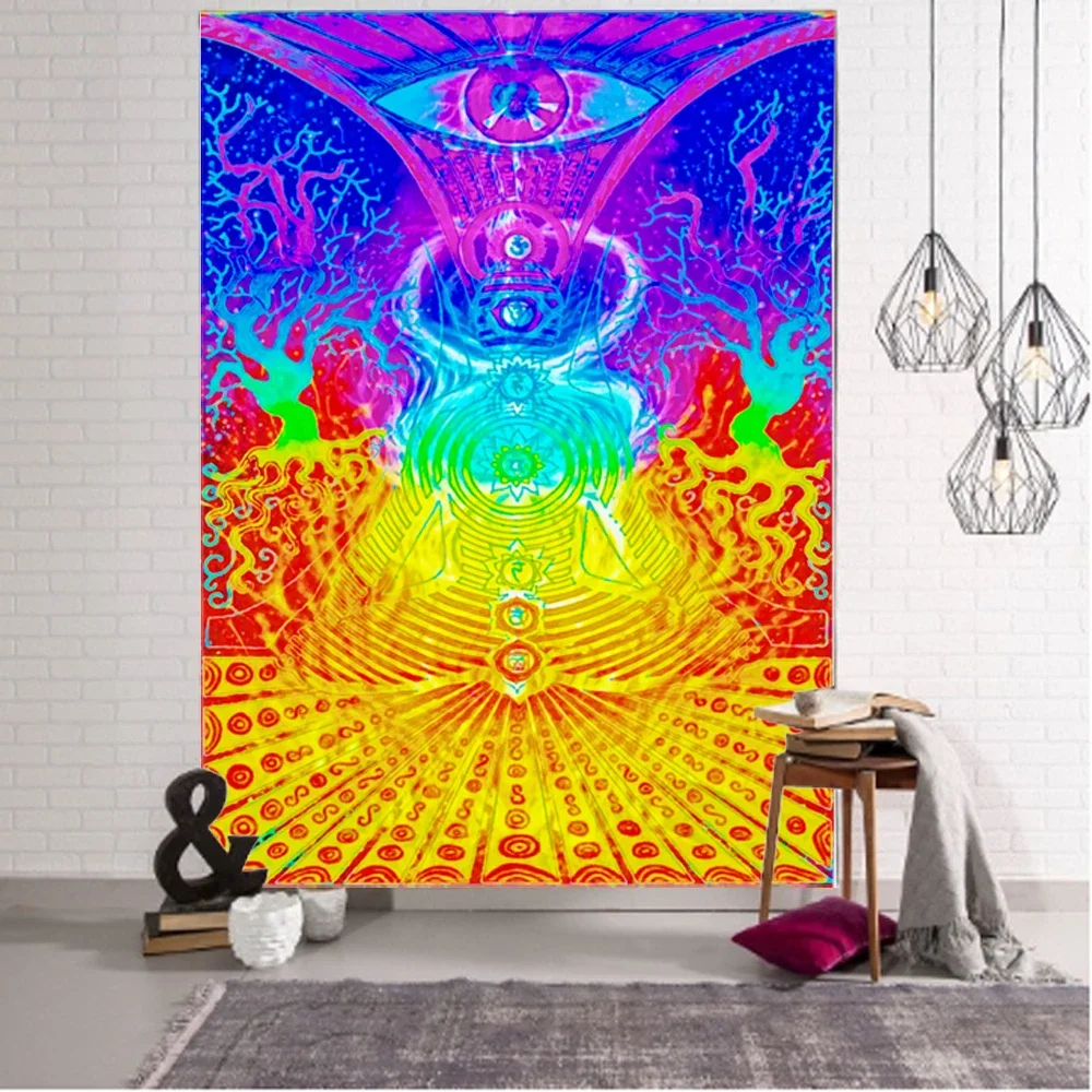 Goddess Mandala Bohemian Peacock 7 Chakra Posters Pictures Canvas Wall Art Home Decor Paintings for Living Room Decoration