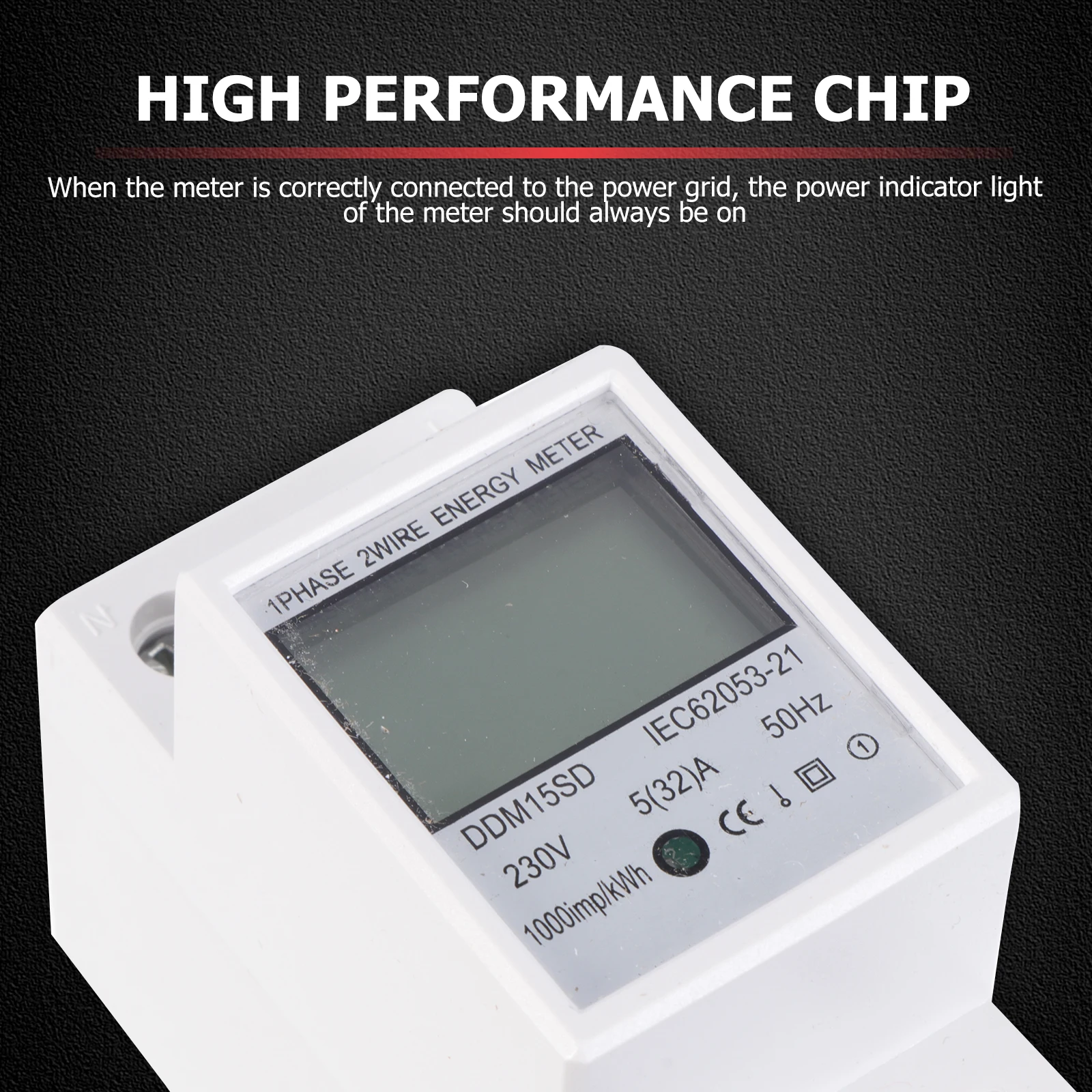 

Single Household Meter 5-32A Mini Lcd Display 35Mm Din Rail Volt Amp Power Meter 230V 50Hz Multifunction Circuit