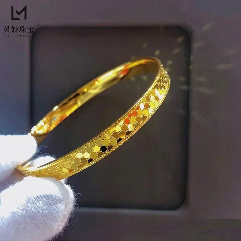 Eldorado Gold  Gold dragon scale bracelet bright face scale gold 999 thick 18K gold fashion to send girlfriends