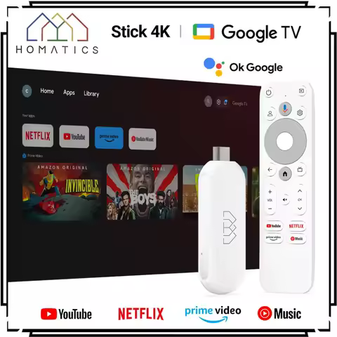 HOMATICS 4K TV Stick Netflix Google Certified Amlogic S905Y4 Google TV 12.0 Box H.265 2T2R Wifi Support Dolby Atmos AV1 2GB 32GB