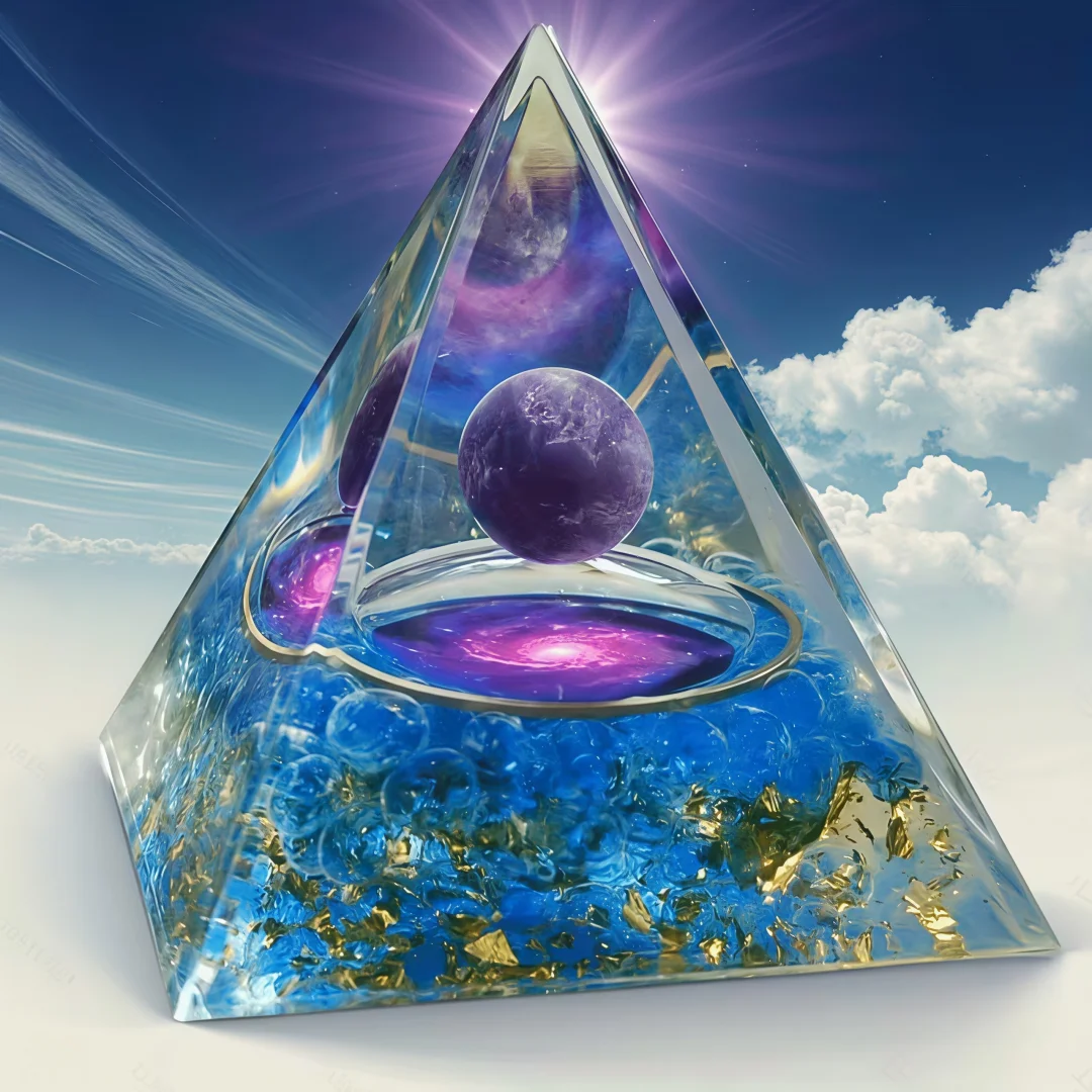 Pirâmide Cósmica Ogan, adequada para enfeites de mesa e presentes de decoração de interiores, um presente exclusivo para entusiastas da astronomia.