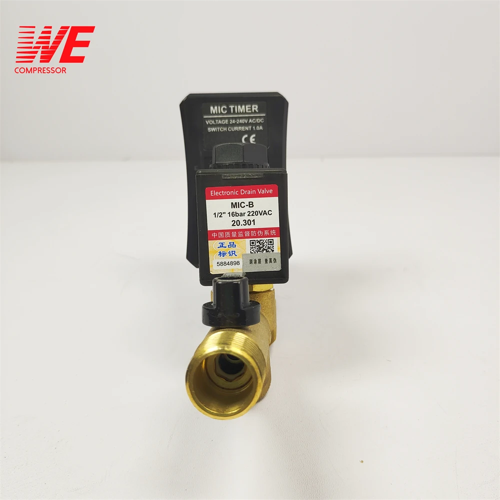 JORC MIC-B 1/2" 에어 컴프레서용 타이머 내장 자동 배수 솔레노이드 밸브