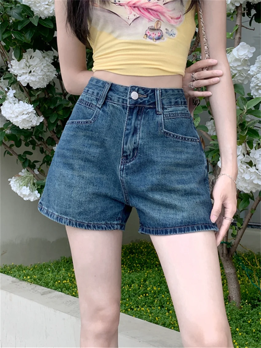 

PLAMTEE XS-XL Women Shorts Slim Sexy Girls Daily Wide Leg Streetwear Jeans OL Night Club Summer Chic Thin Denim Party 2023 Mujer