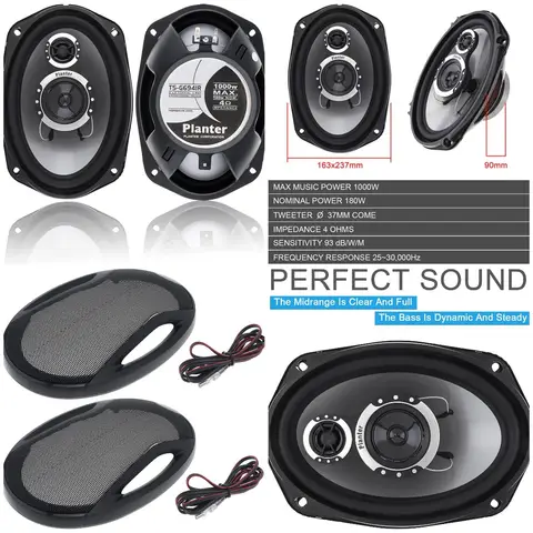 Car Audio TS-G6941R Altoparlanti stereo per auto 6x9 pollici 2 vie 1000 W Watt Max - Coppia