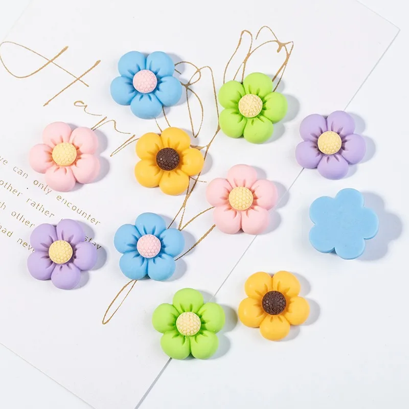 10pcs New Resin Accessories Five-petal Flower Diy Scrapbook Crafts Mobile Phone Case Patch Storage Box Hair Accessories Material