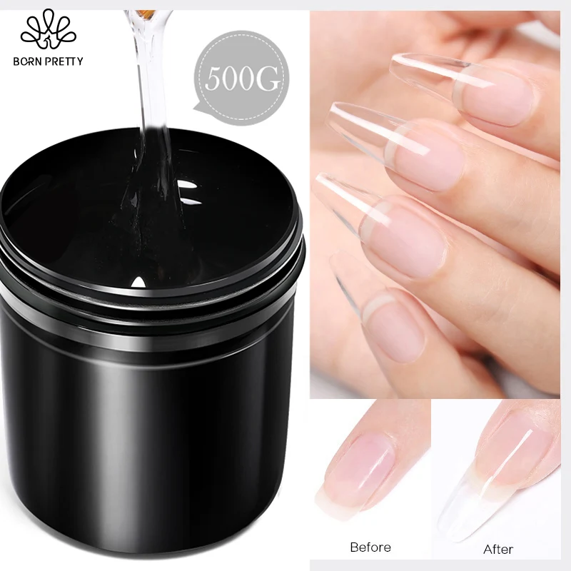 BORN PRETTY 500g Clear Nail Extension Gel Polish Cream Medium Soft Cover Shade Nude Pink White Fast Extending UV Nail Hard Gel