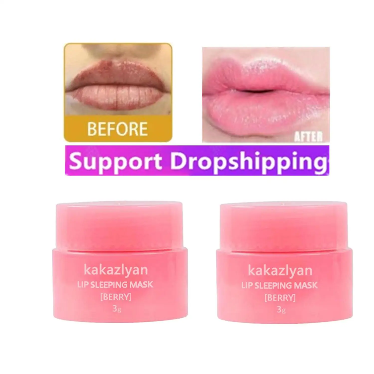 2pcs 3g South Korea Lip Sleep Mask Night Sleep Maintenance Moisturizing Lip Gloss Bleach Cream Nourishing Lip Care Lip Balm