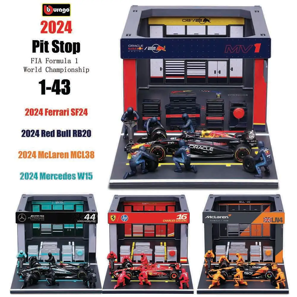 

Bburago 1:43 2024 Red Bull RB20 Ferrari SF24 Mercedes W15 McLaren MCL38 DIY Pit Stop сплав роскошный автомобиль литая модель автомобиля игрушка