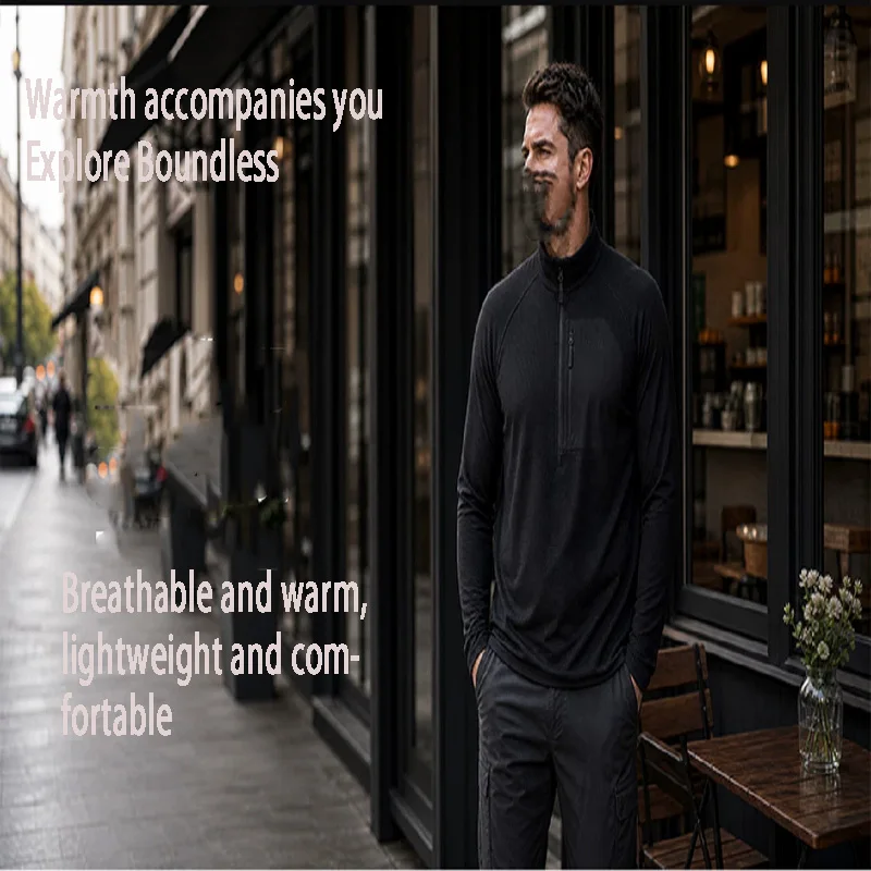 Half-zipper stand collar sweater, warm, breathable, comfortable, suitable for urban outdoor wear