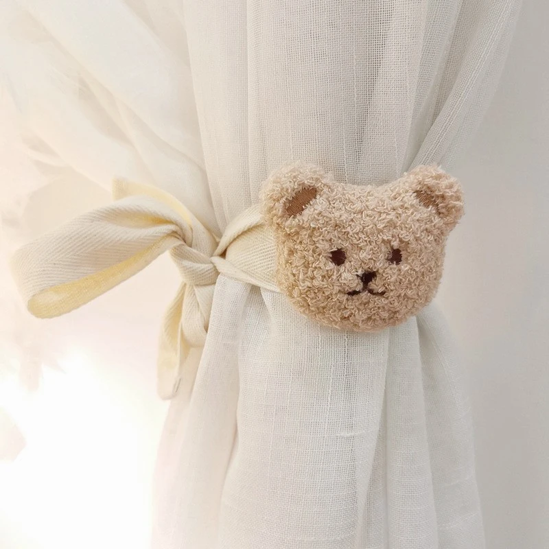 

Cartoon Bear Curtain Tieback Plush Embroidery Bear Rabbit Curtain Binding Strap Cotton Tie Rope Kidroom Curtain Decor Buckle