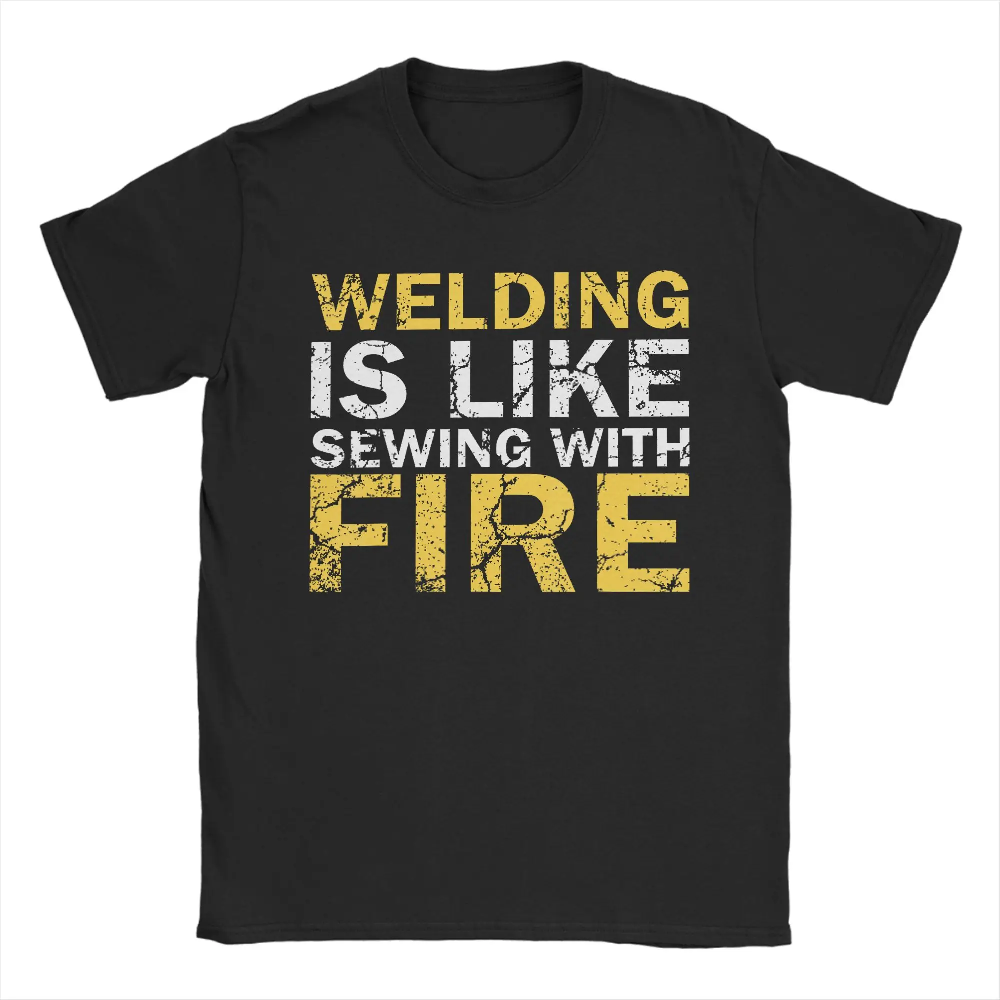Men's T-Shirts Welding is Like Sewing with Fire Awesome 100% Cotton Tees Short Sleeve  T Shirts O Neck Clothing 4XL 5XL
