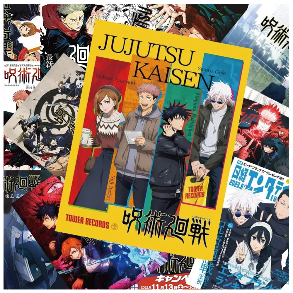10/30/60 قطعة أنيمي Jujutsu Kaisen الملصقات ملصقات مقاوم للماء الكتابة على الجدران سكيت حقيبة الدراجة كول الكرتون ملصق لعبة طفل هدية