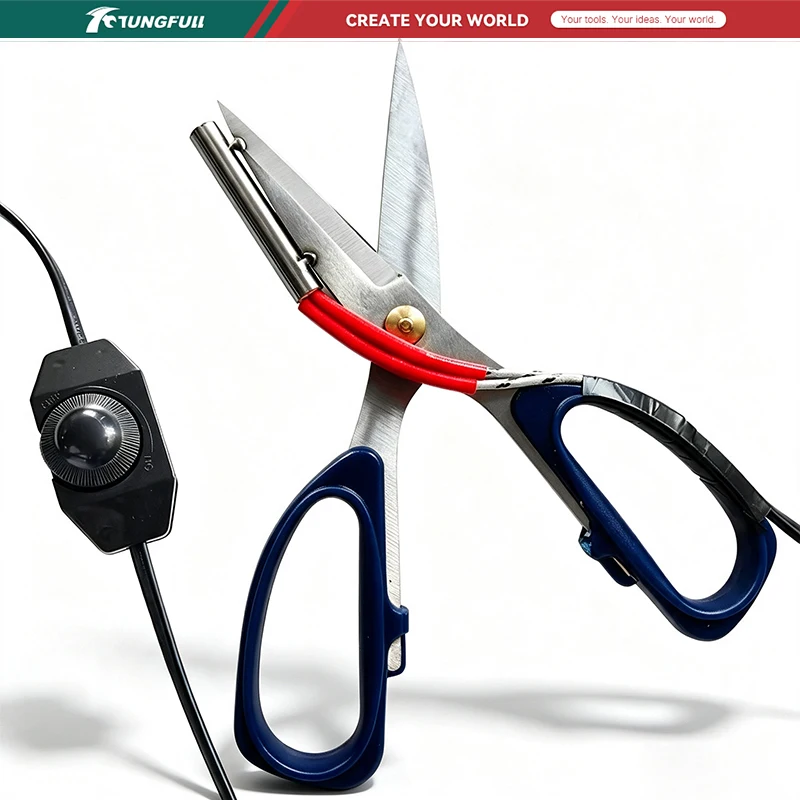 Adjustable Temperature Electrothermal Scissors 220V Heating Tailor Scissors Stainless Steel Shears Knife Heated Cutting Scissors