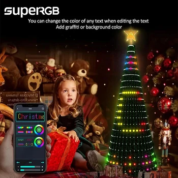 Guirxiété lumineuse d'arbre de Noël à LED RVB, guirxiété, image de bricolage, contrôle Bluetooth, lumières de Noël, application