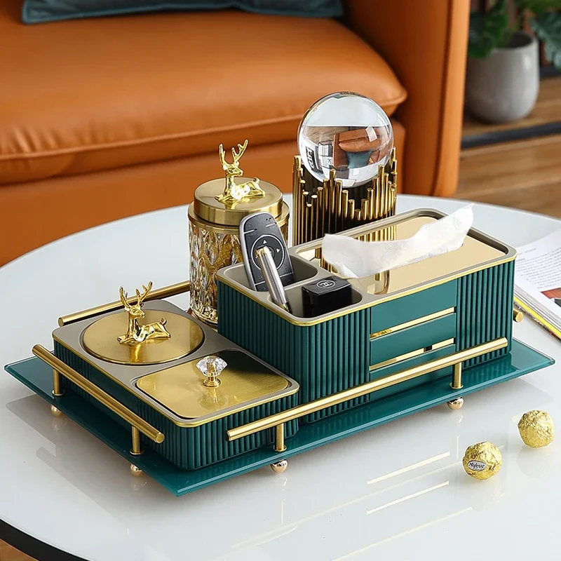 Coffee table storage box tissue box tray set