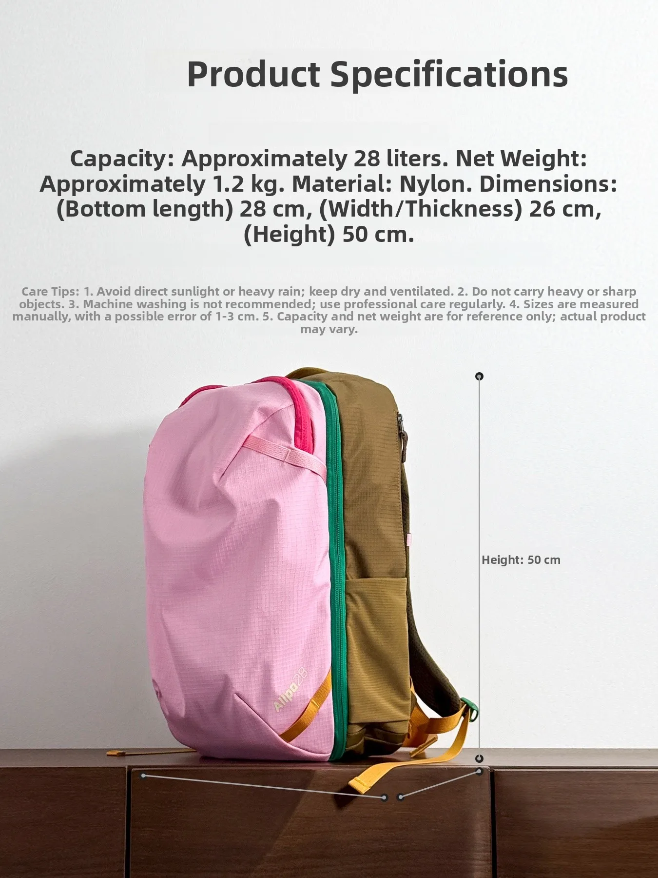 Large Capacity Multifunctional Camel Outdoor Travel Backpack Double Shoulder Bag with Multiple Compartments And Zipper Closure